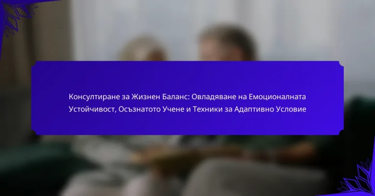 Консултиране за Жизнен Баланс: Овладяване на Емоционалната Устойчивост, Осъзнатото Учене и Техники за Адаптивно Условие