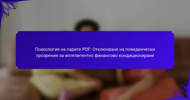 Психология на парите PDF: Отключване на поведенчески прозрения за интелигентно финансово кондициониране