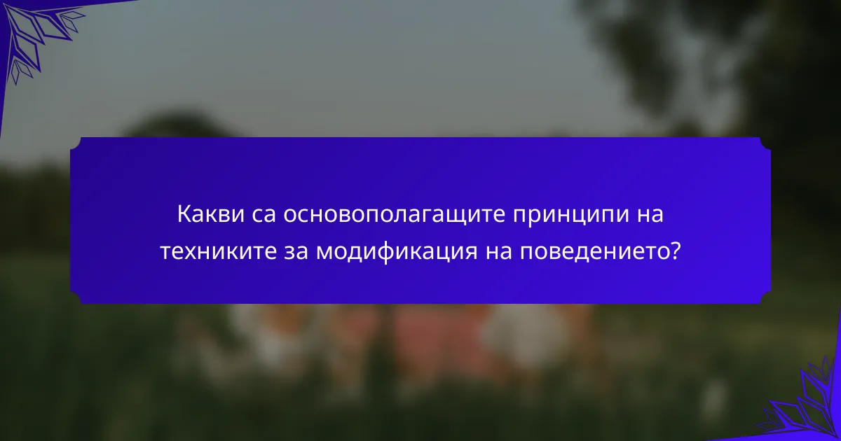 Какви са основополагащите принципи на техниките за модификация на поведението?