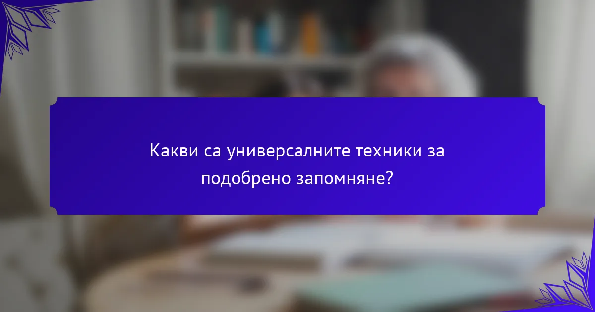 Какви са универсалните техники за подобрено запомняне?