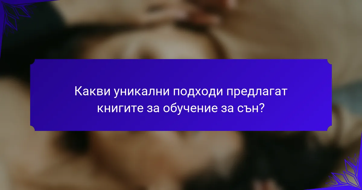 Какви уникални подходи предлагат книгите за обучение за сън?