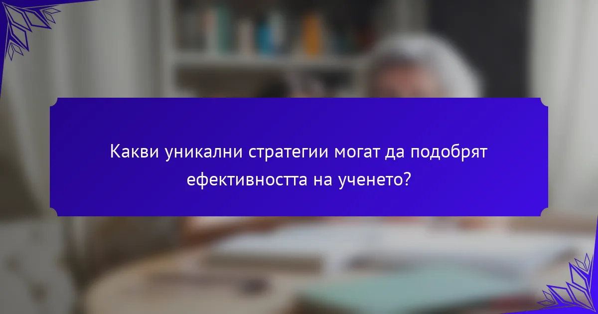 Какви уникални стратегии могат да подобрят ефективността на ученето?