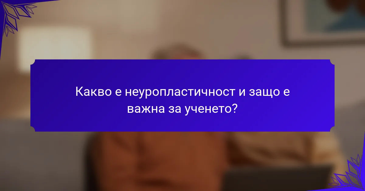 Какво е неуропластичност и защо е важна за ученето?